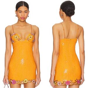 Majorelle cal flower embellished mini dress